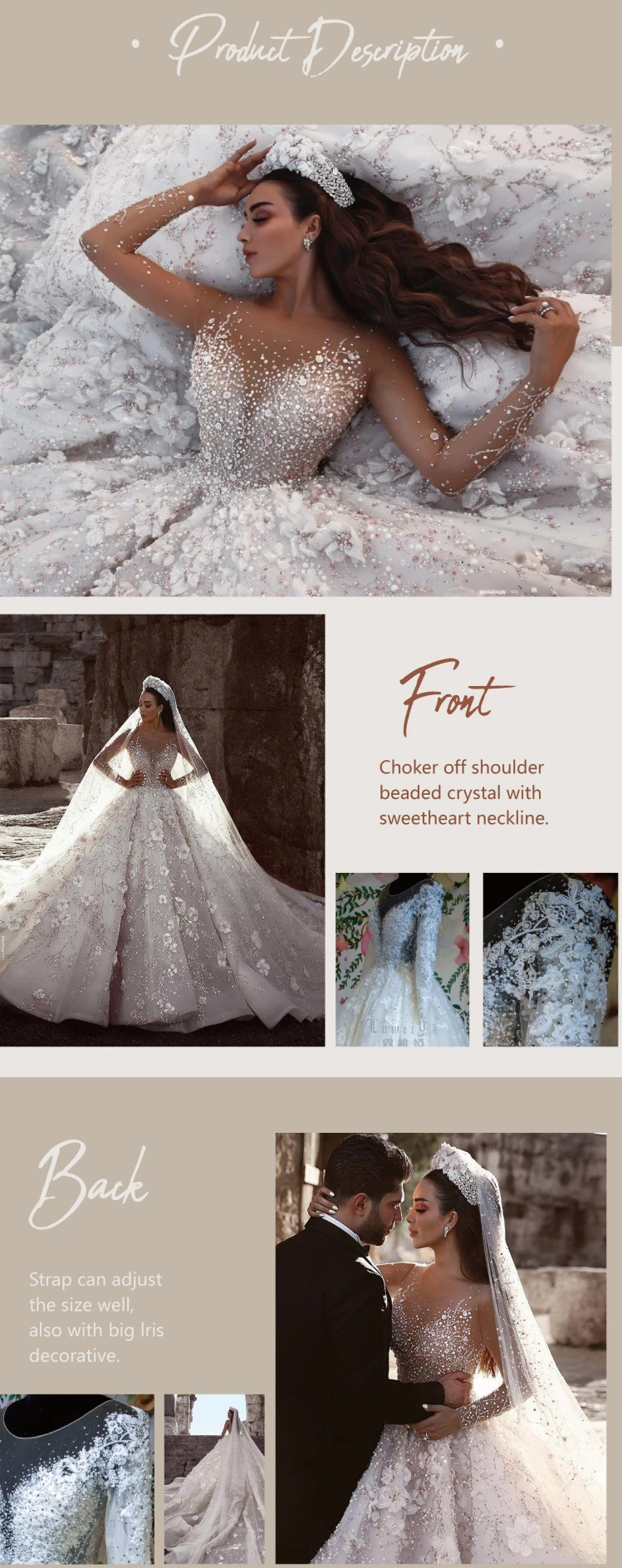 Vestidos de novia brillantes con lentejuelas, sin tirantes, cuello en V,  largos, con cuentas de cristal de Organza, vestidos de novia|Vestidos de  novia| - AliExpress