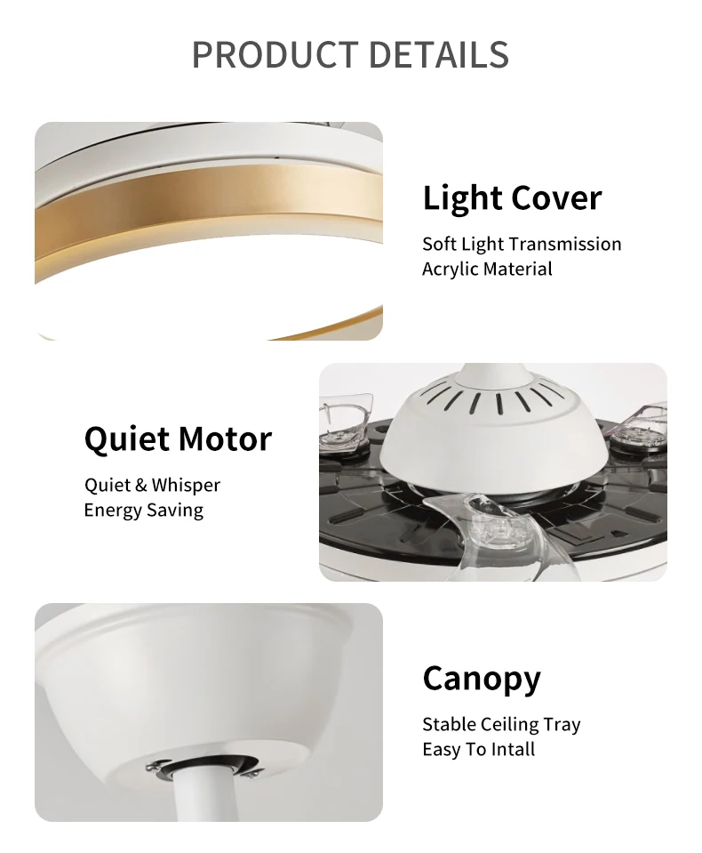 Ceiling Fans with Remote Control Fandelier Light Decorative Lights for Bedrooms Led Fan Retractable Ceiling Fans