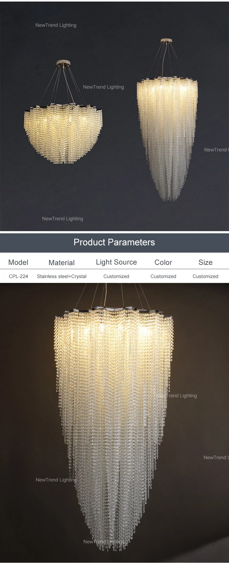 cpl 224 modern design hotel restaurant villa decorative light fixture custom large luxury crystal chandelier lamp-1