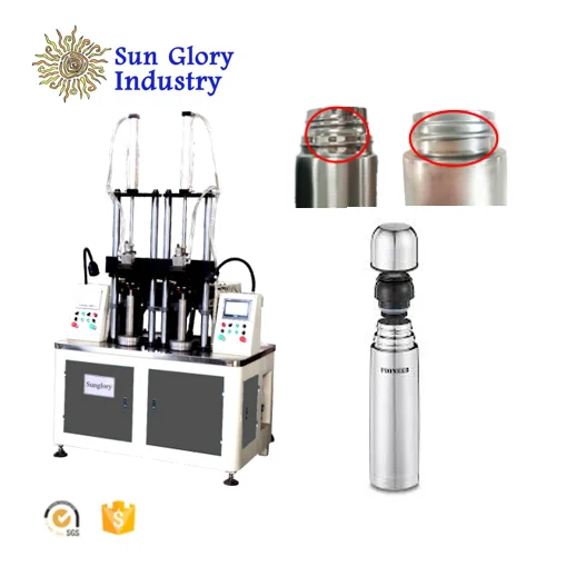 2 Stations CNC Threading Machine Metal  Bottle Production Line Flask Machine Stainless Steel Water Bottle Making Machine