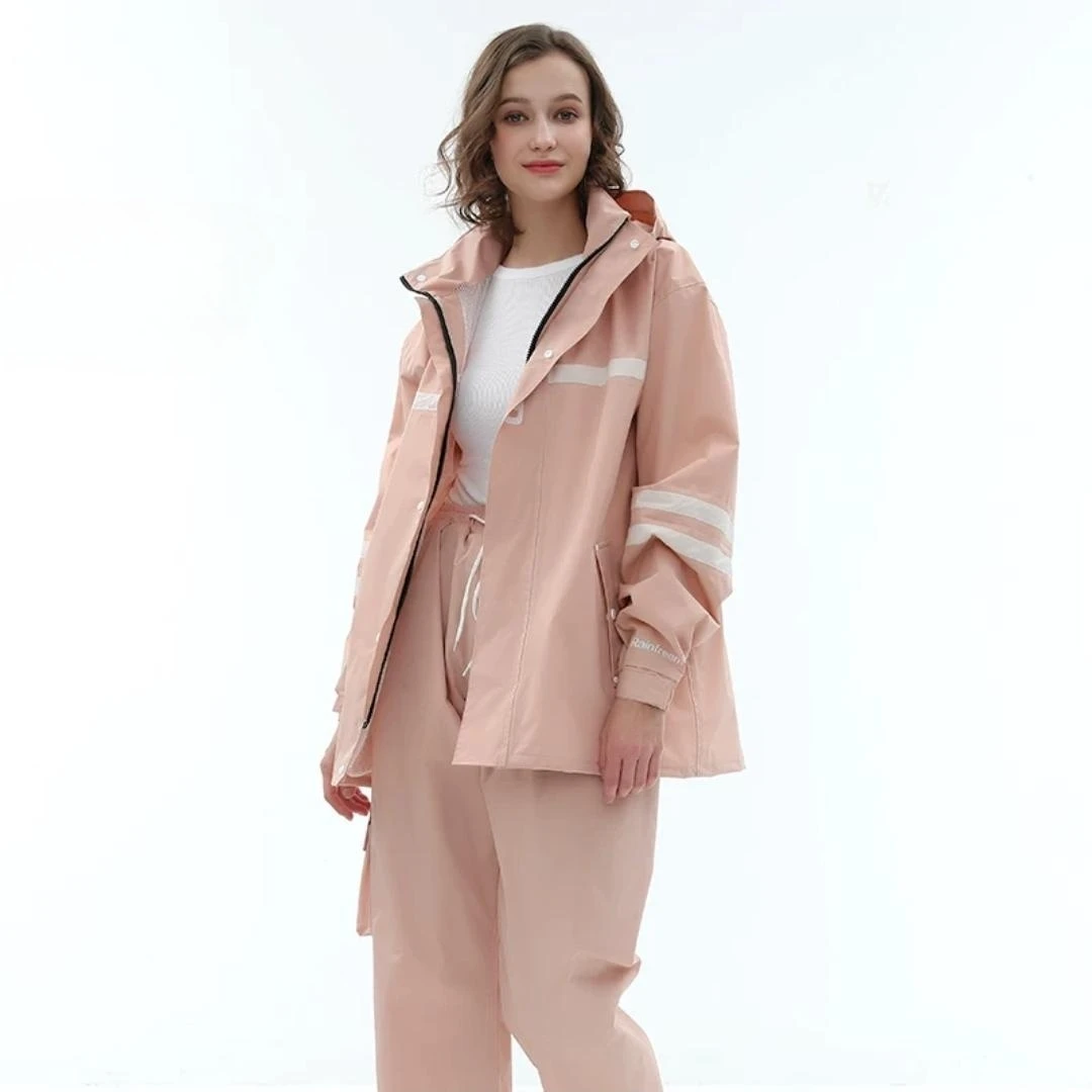 Hot Sale 3M High Reflective Raincoats Adult Outdoor Work Fashion Raincoat Unisex Hooded Waterproof Suit