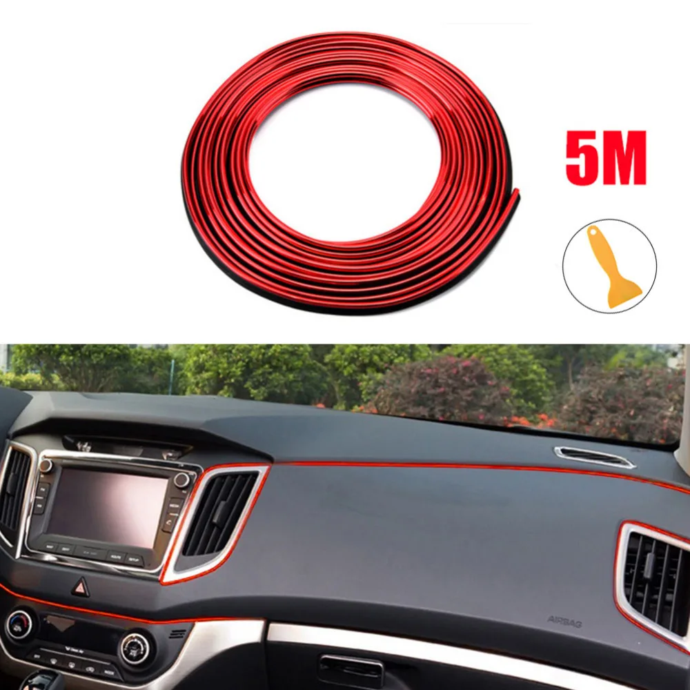 Blue PVC Car Interior Trim Molding Strip - 16 Feet (5 Meters) Long, Gap Cover & Decor