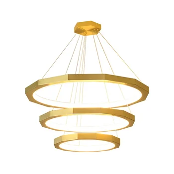 Led Chandelier Pendant Light,  Morden hanging decorative Adjustable Acrylic Pendent lamp in gold  for Living Room and hotel