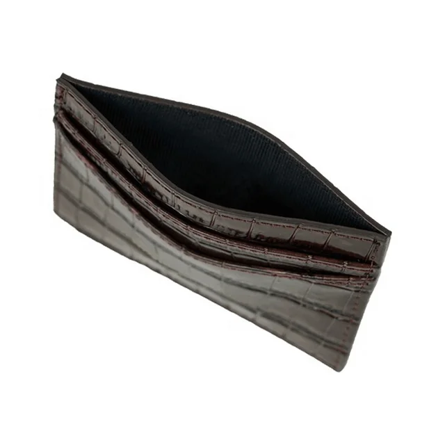 Cartera corta delgada de cuero de cocodrilo vegano a la moda para