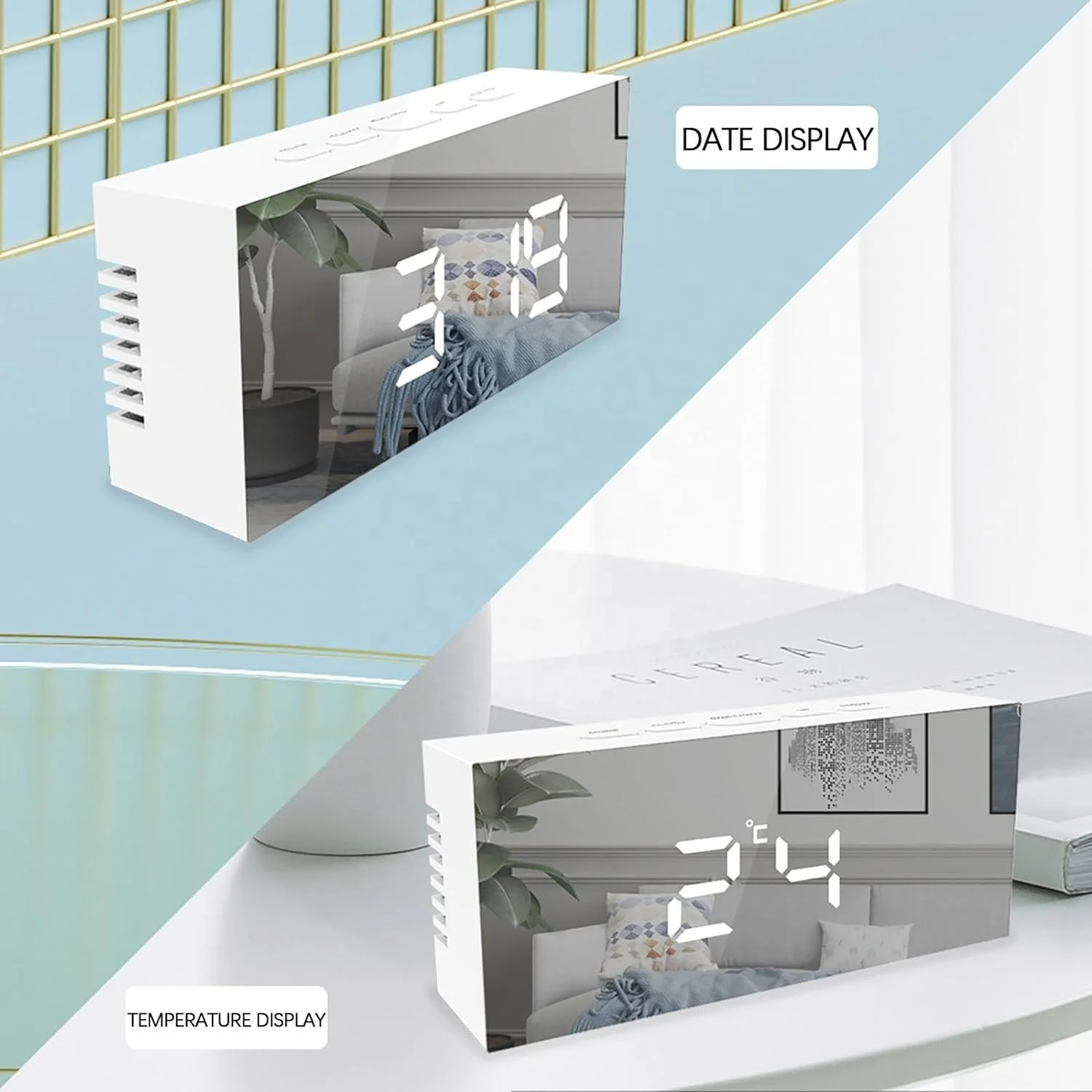 New Product High Quality Led Multi-function Digital Display Time Table Alarm Mirror Clocks Led Mirror Alarm Clock