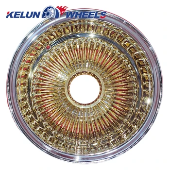 13 X 7 Reverse, 100 Spoke  Chrome Rims for Car with Pcd 5x120mm  Rims  Glod  wire wheel