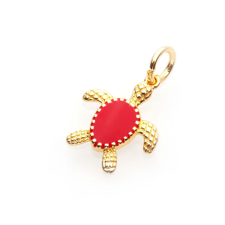 JS1725 Popular Rainbow Multi Colored Enamel Sea Turtle Pendants Sea Animal Pendant
