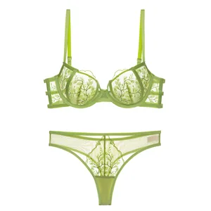 Lism OEM Latest Custom Logo Ladies Bralette With Stylish Fashion Sheer Women Luxury Push up Lace Bra Panty Elegant Lingerie Set