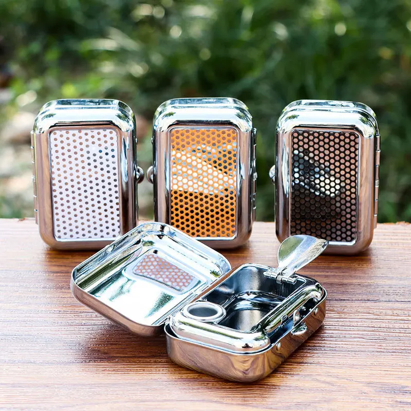 Wholesale Pocket Ashtrays New Metal Square Aluminum Outdoor Travel Portable  Press Pop-top Ashtray