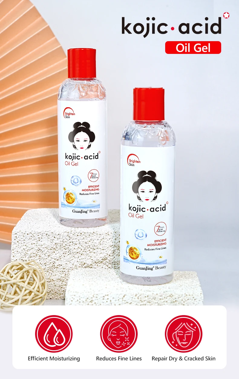 Natural Kojic Acid Skin Oil Gel Argan Oil Deep Moisturizing Skin Barrier Repair Glowing Face Brightening for Dry Face Body Skin