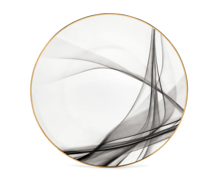 High Quality Luxury Modern Gold Rim Bone China Restaurant Charger Porcelain White Dinner Ceramic Dishes Set Plate for Wedding