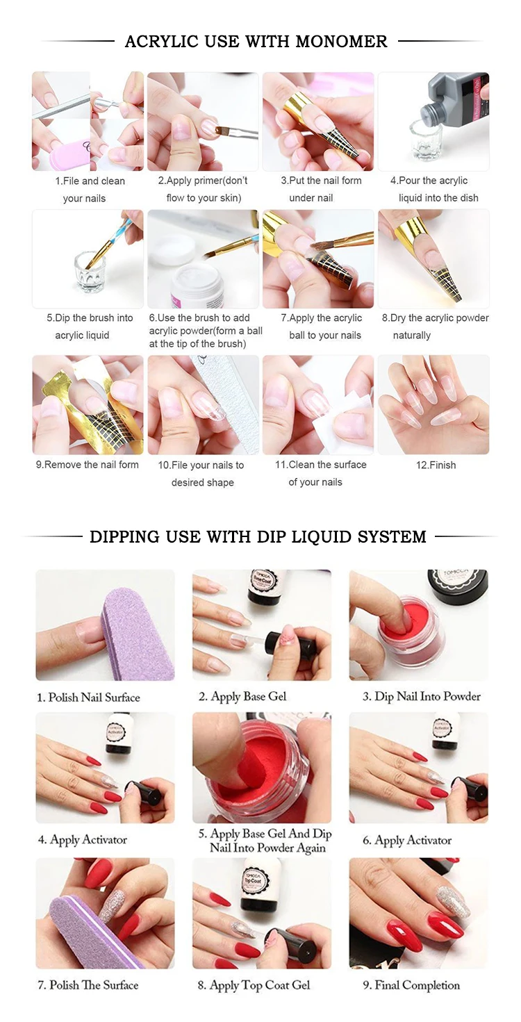 2021 Dip Powder Activator Primer Bond Gel Base Top Coat Brush Saver