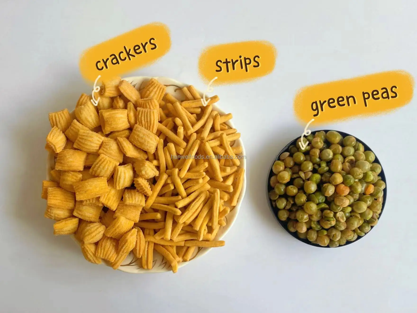 Japanese Crackers with Green Peas Asian Cracker Strips Cookies Crispy Mixed Pea Snacks factory