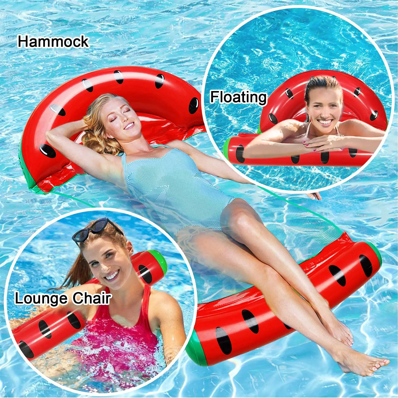 Flotador Inflable De Sandía Con Portavasos – Silla De Piscina Con Respaldo Para Adultos Y Niños