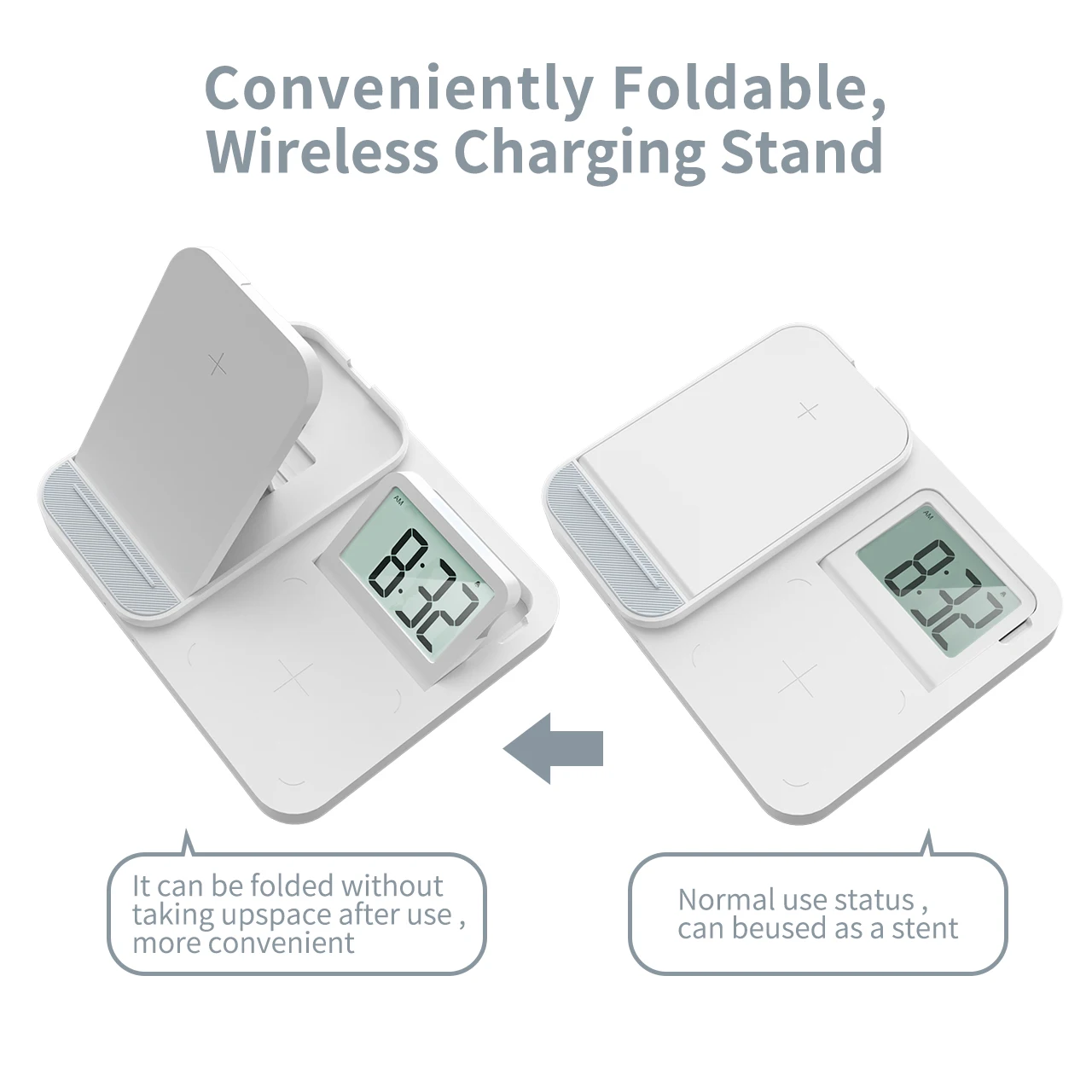 Time Display Desk Led Alarm Clock Wireless Charger 15w Fast Charging