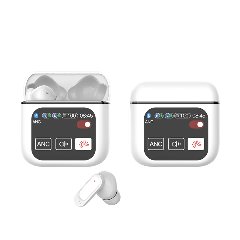 Newest ANC ENC Touch Screen BT 5.4 Wireless Earbuds Tws Earphone IPX4 Music Bluetooth Headphones