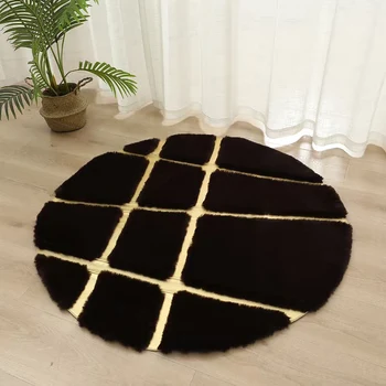 OEM faux fur carpet round style gold line middle east decoration rug carpets