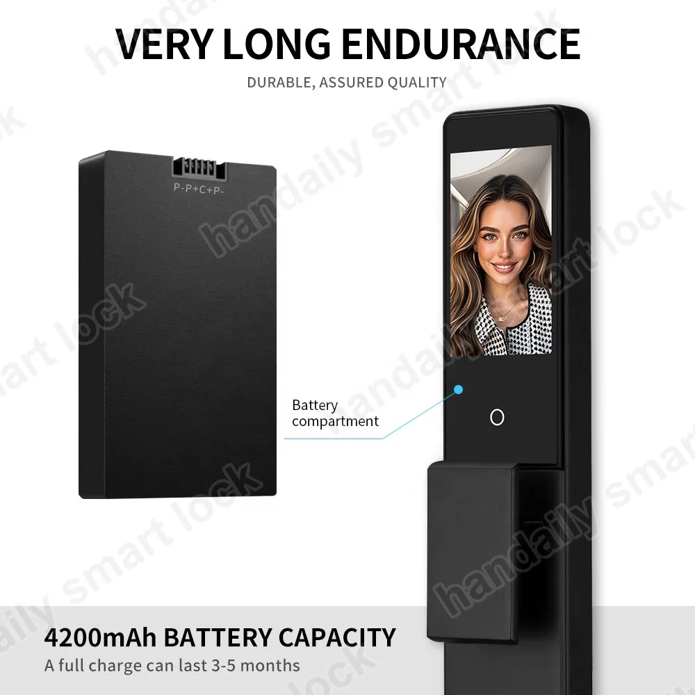 HanDaily Wholesale Automatic Fingerprint Tuya 3d Face Smart Door Lock for Front Door Digital Palm Vein Home Security Door Lock F888