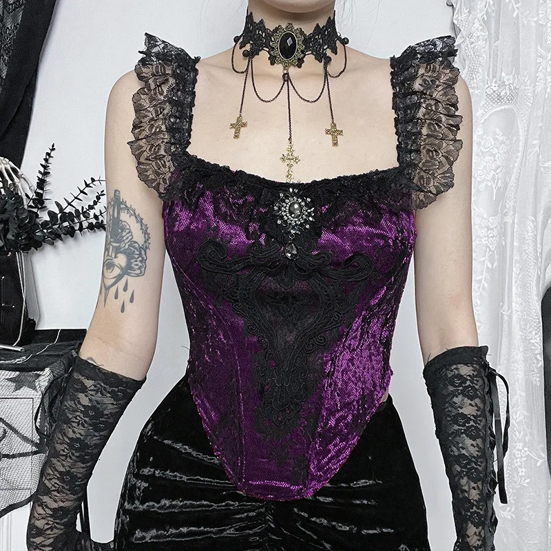 Goth Dark Gorgeous Romantic Gothic Velvet Tank Tops