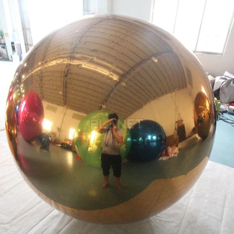 large hanging gold pvc mirror sphere