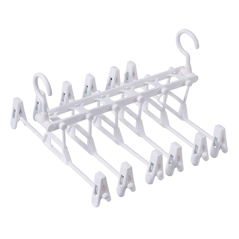 New 6 in 1 Foldable Multifunction Space Saving Plastic Trousers Pants Hangers With Clips