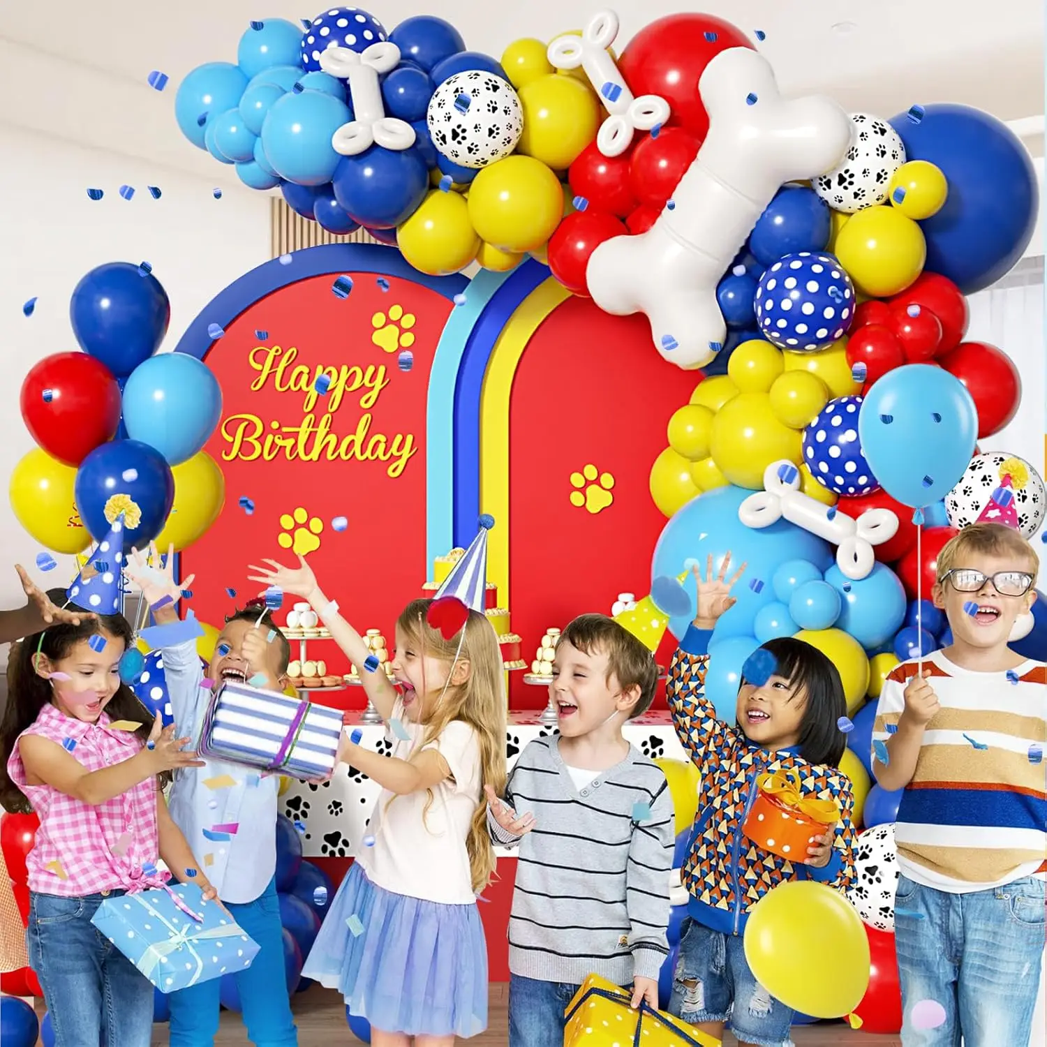 product 152pcs paw print balloons garland arch kit dog bone foil balloon for baby shower-3