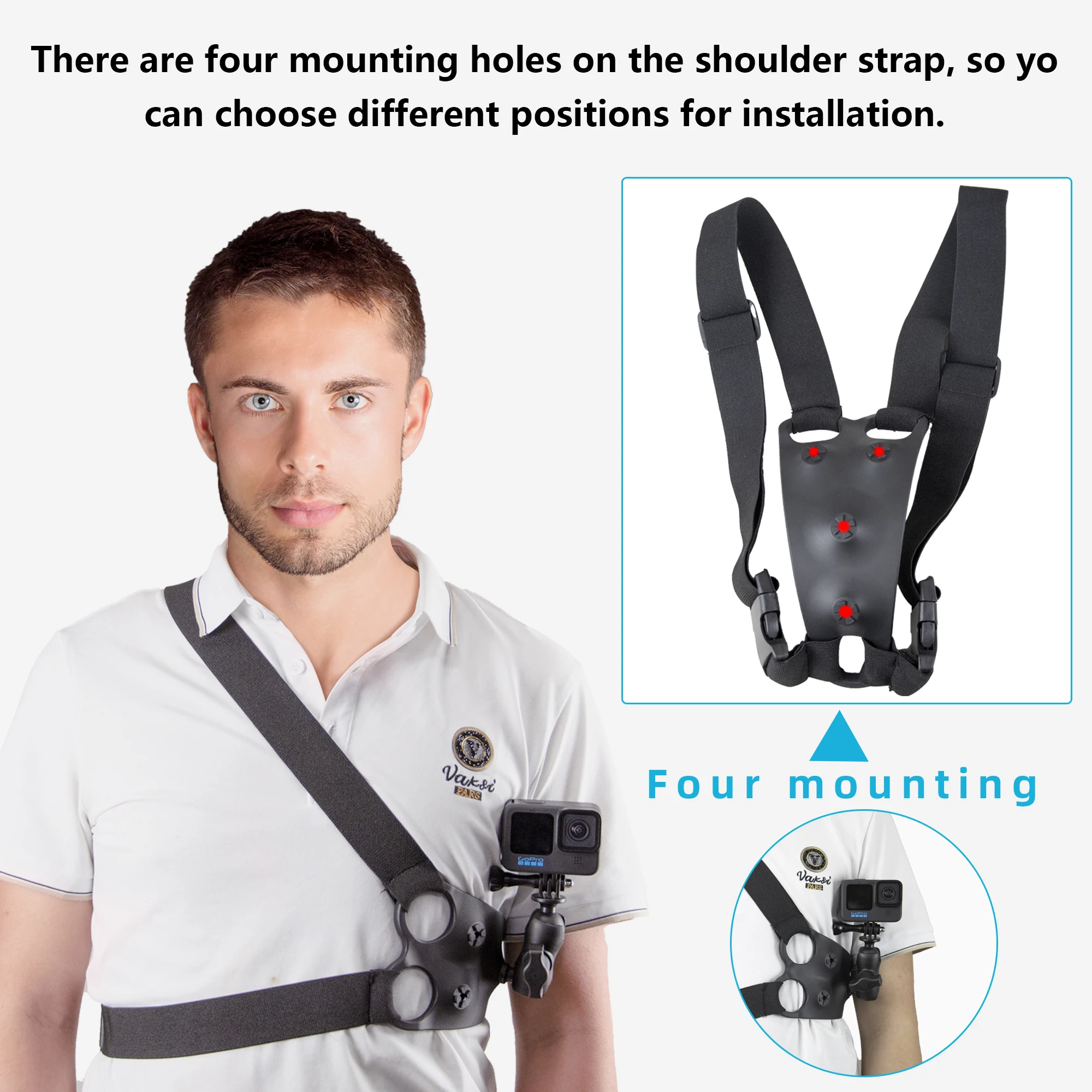 360 Rotating Ball Head Waist Strap Shoulder Harness Chest Mount For