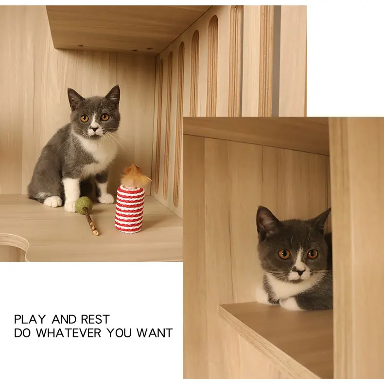 Luxury Solid Wooden Large Space 3 Layer Cat Villa Pet Condo House