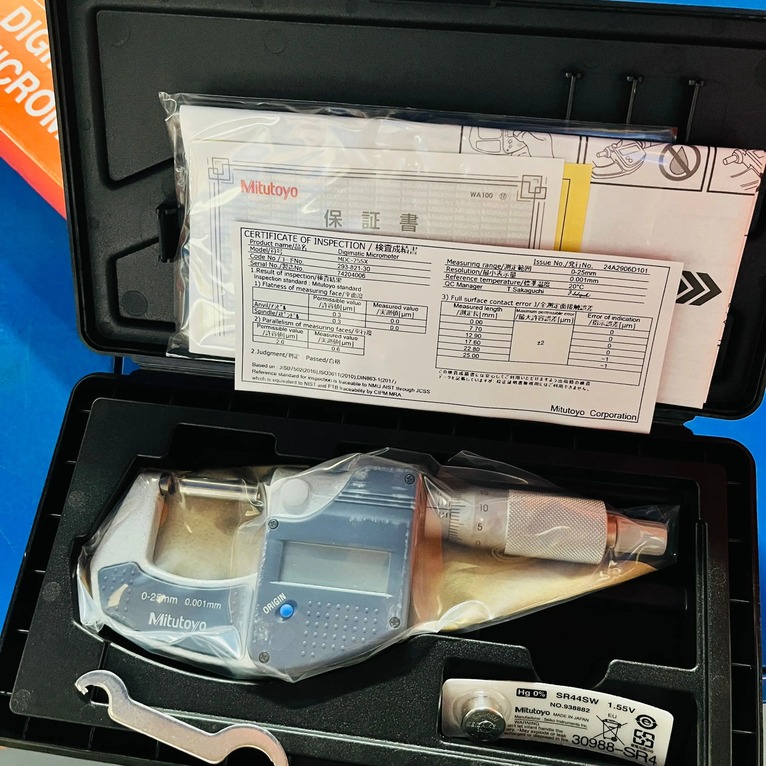 その他 Mitutoyo Digimatic Micrometer 0-25mm Micrômetro Externo Digital 0-25mm 0,001mm Com Pontas Finas - 331