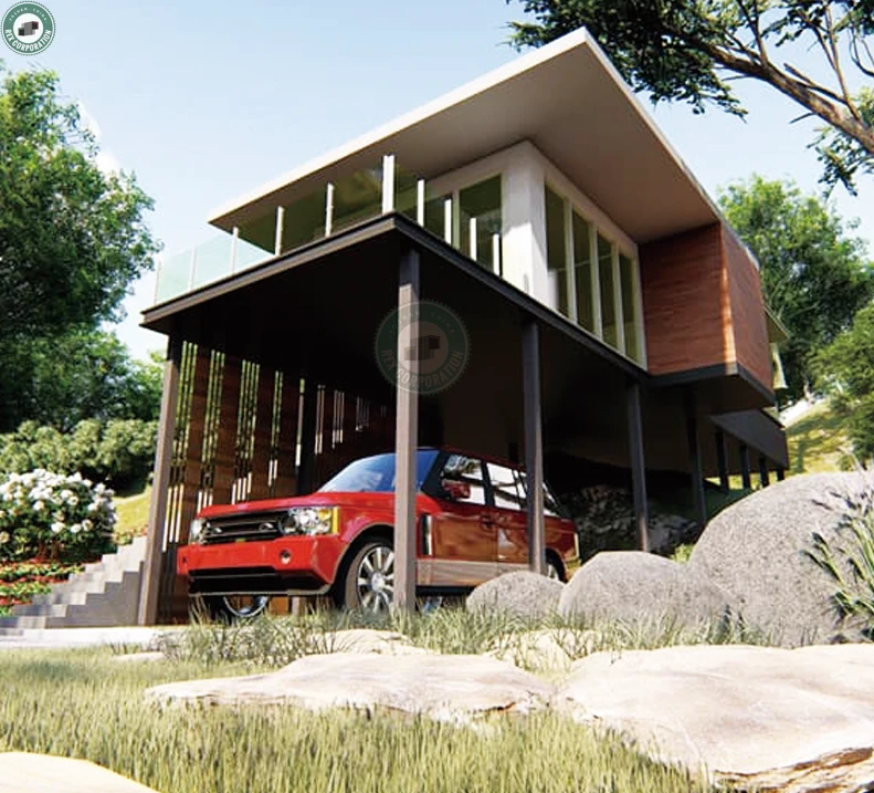 Modern Prefab Sea Front Cottage Light Steel Stilt Vacation Home Floor to Ceiling Windows Luxury Villas with Garage in Samoa