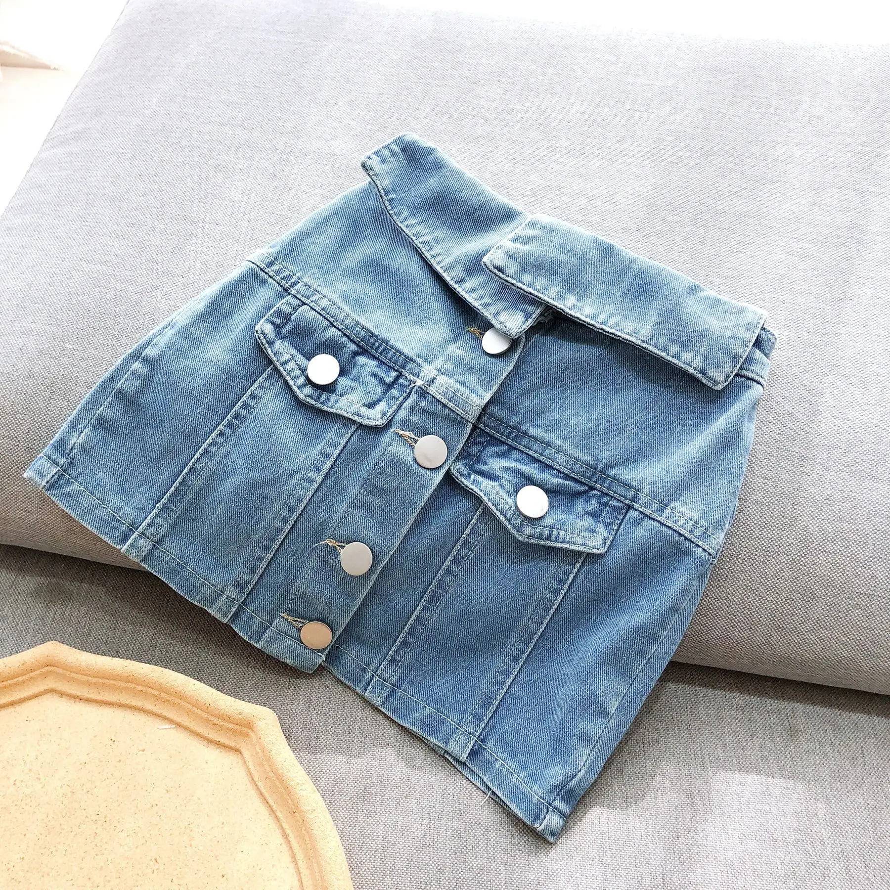 Spring Letter Jeans Jacket With Skirt 2pcs Autumn Children Cowboy Set Blue Denim Clothing Girls Outfits High Fashion Clothes