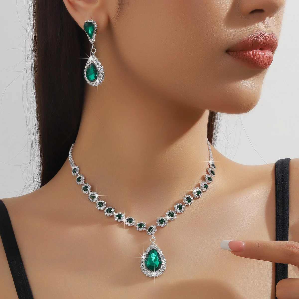 Elegant Crystal Rhinestone Arabic Wedding Jewelry Set