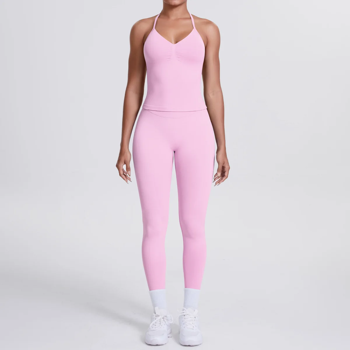High-Waisted Seamless Yoga Sports Suit Halter Neck Quick-Dry Fitness Running Wear Breath preview