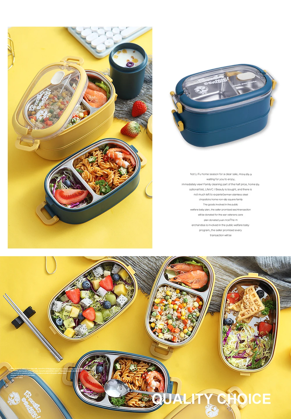 Ланч-бокс Bento Из Нержавеющей Стали Для Взрослых И Детей,Герметичный ...