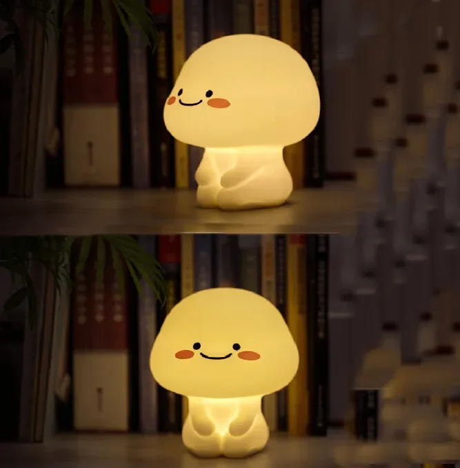 Rechargeable Cute Led Quby Night Sleep Light Lamp Smiley Baby Silicone Pat Night Light for Kids Room