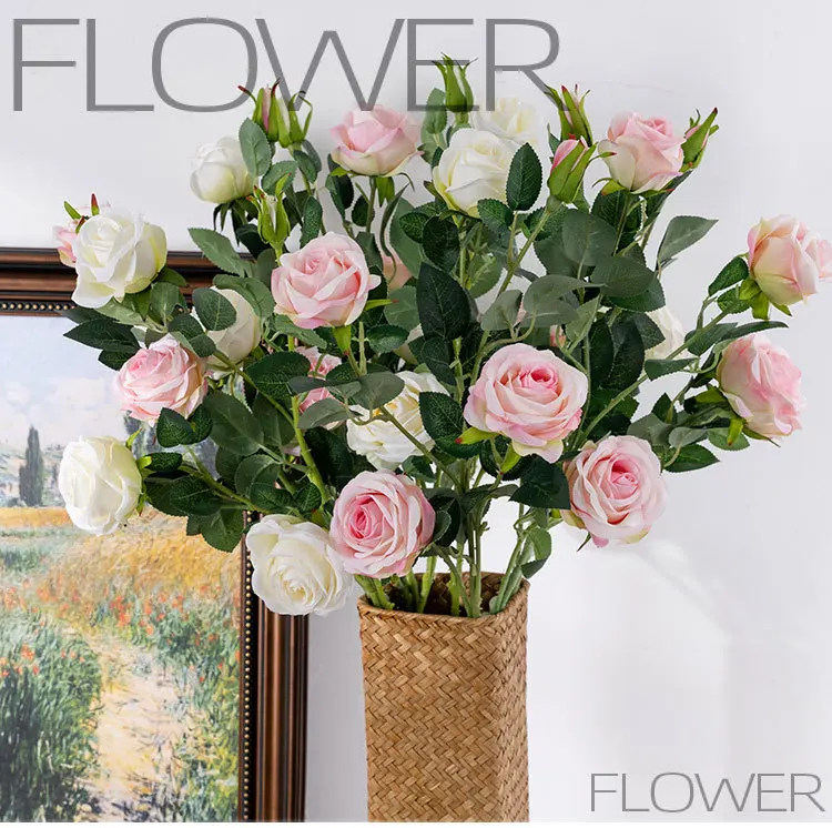 4 Roses Artificial Flower Plant Bonsai Wedding Decorations Ins Style Plant Wall Manufacturer