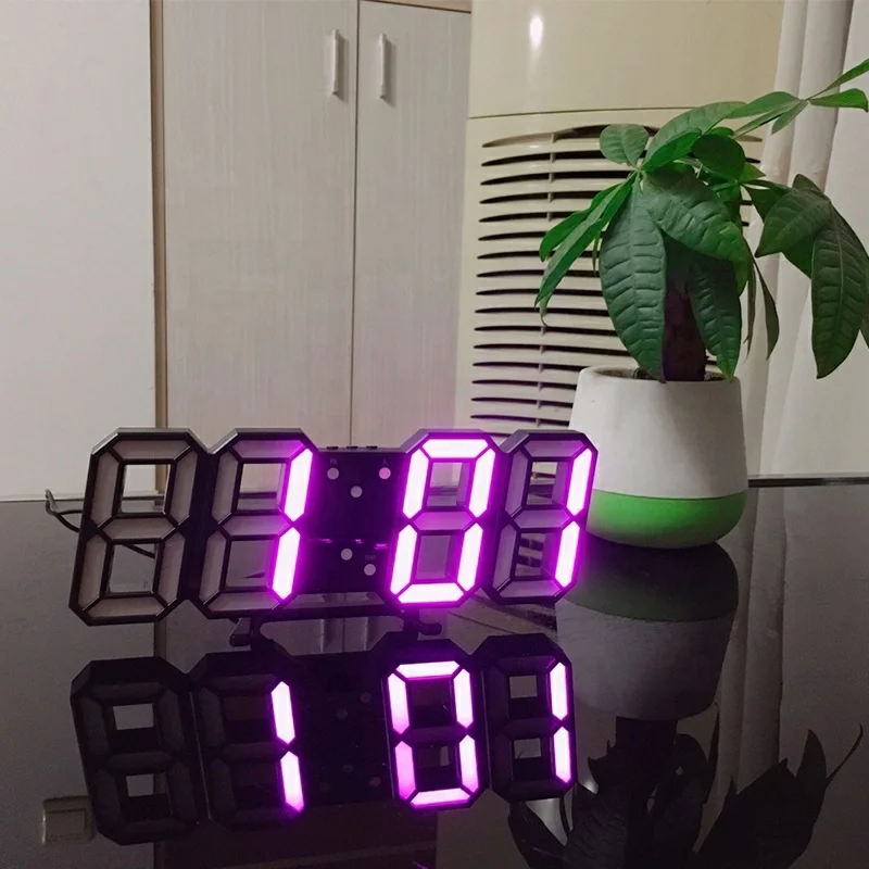 LED 3D Digital Timer Alarm Clock Single Face Brightness Adjustable for Table Wall Warehouse Office Living Room Nightlight Watch