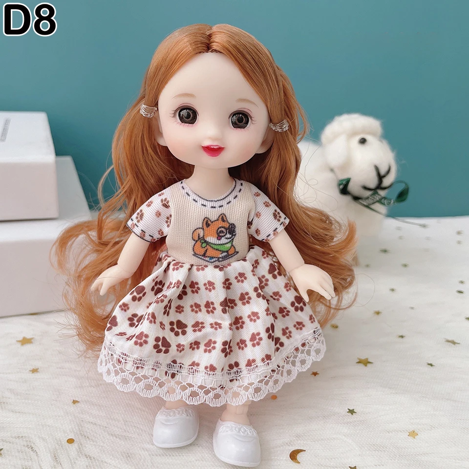 新しい16cm BJDミニドール 女の子用 3D大きな目 おしゃれなDIYおもちゃ