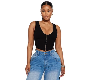 Women's Tank Tops Ribbed Corset Top Black Corset Top for Women