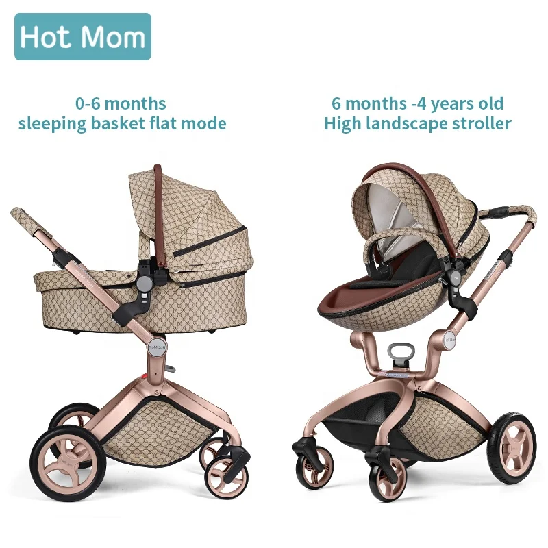 Heier Mama 360 Tragbarer Faltbarer PU-Leder  Multifunktions-Rotations-Kinderwagen Baby Buggy 3-in-1 fr Neugeborene &  Kleinkinder Reise