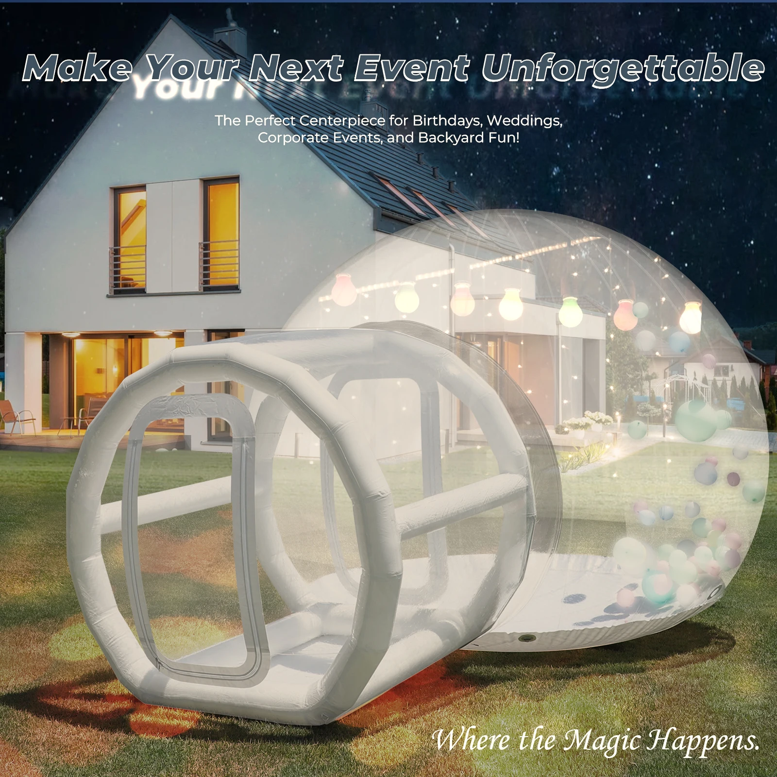 Opblaasbare bubbeltent transparante ballontent voor de tuin_voghion.com