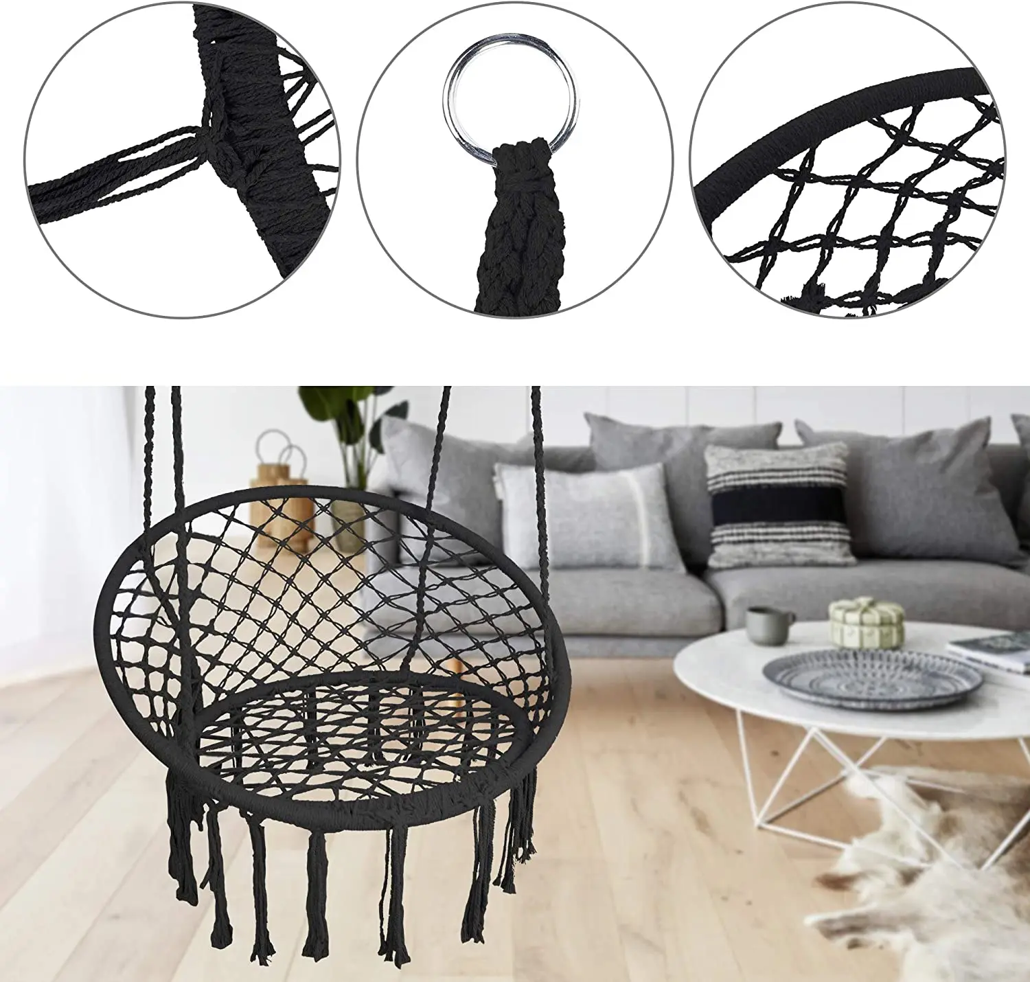 WOQI High Quality Large Hanging Hammock Swing Chair Stand for Couples Tree Hanging Pod Nook Tent