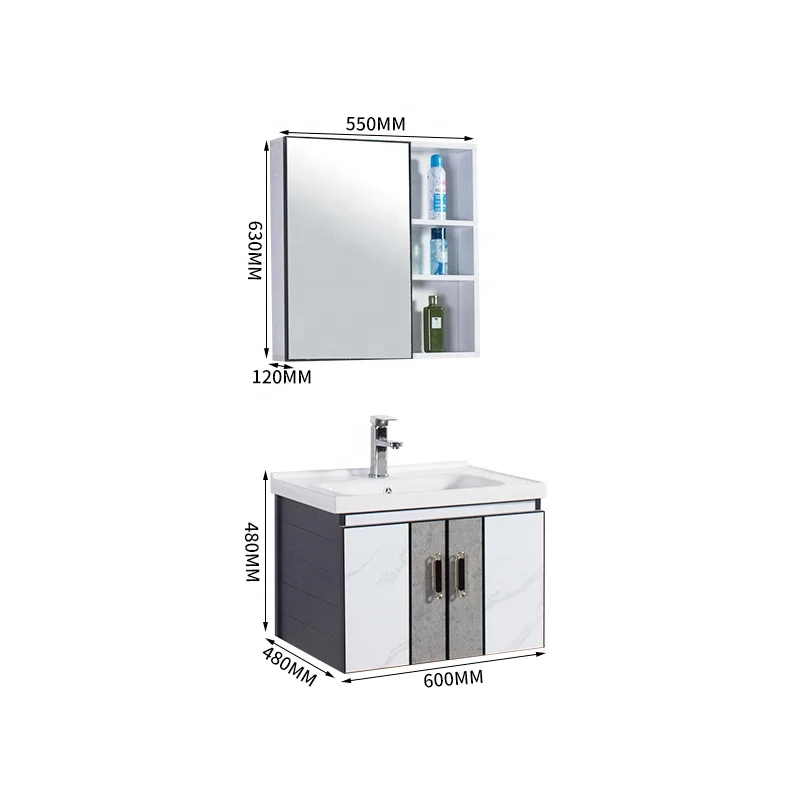 Настенный алюминиевый материал чаочжоу раковина для ванной комнаты со стеклянной столешницей и керамической