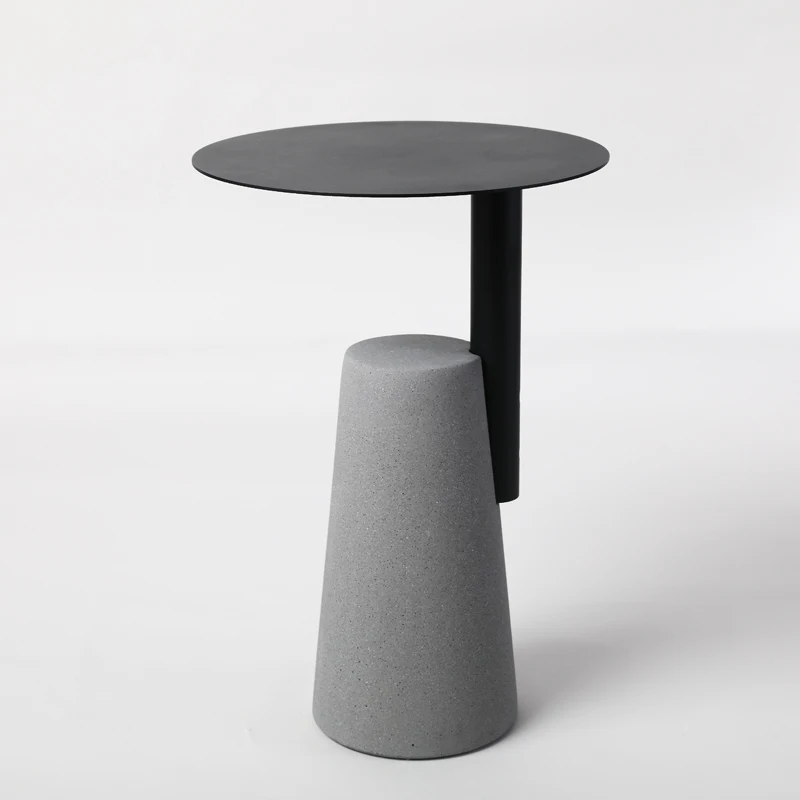 Adjustable Height Round Concrete Cement Table Bedroom Side Table Coffee Shop  Hotel  Side  Table