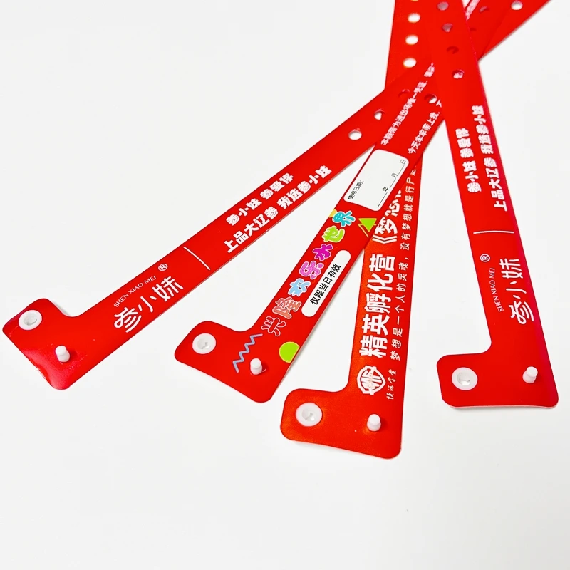 Factory Disposable Custom PVC Vinyl Bracelet Bar Code Theme Amusement Park Paper Admission Ticket Waterproof L Shaped Wristband