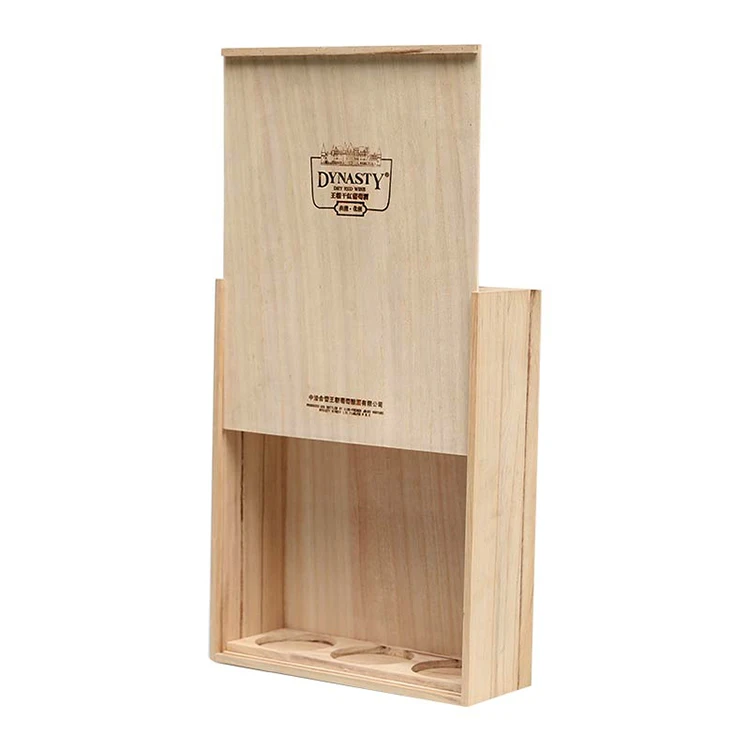 Деревянная винная коробка с раздвижной крышкой для 3 бутылок вина paulownia