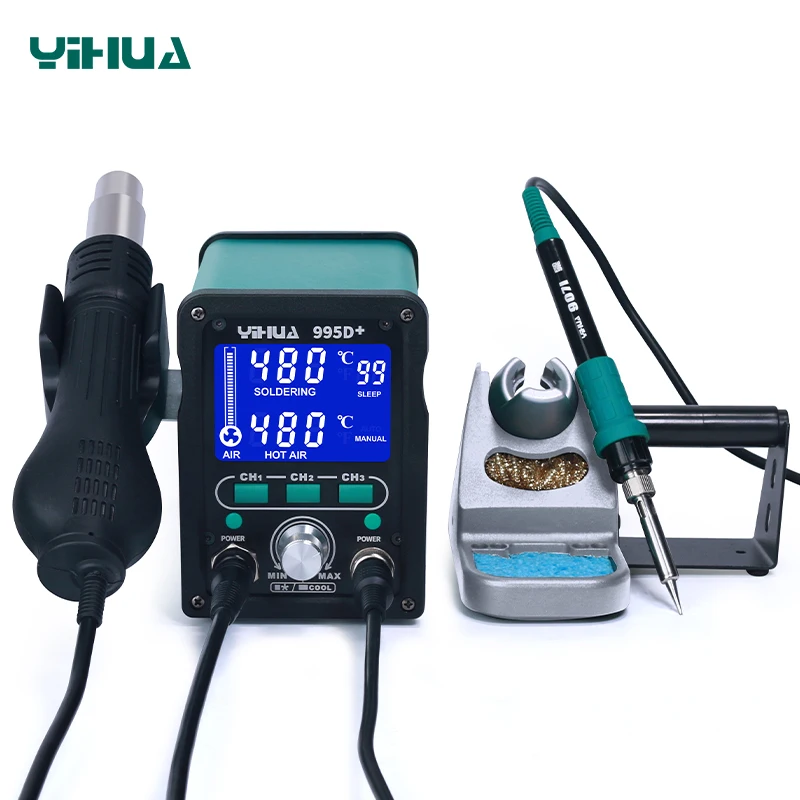 CH1/CH2/CH3 Three Storage YIHUA 995D+ Desoldering Hot air Rework Soldering Station