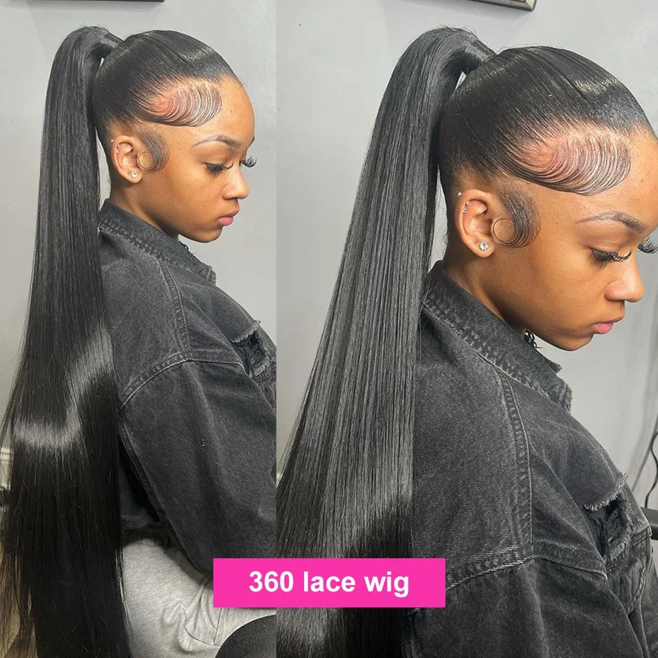 Parrucca frontale in pizzo trasparente HD Remy brasiliano dritto 13x6 per capelli umani da 30 a 32 pollici, parrucche frontali in pizzo dritto 360 per donne_voghion.com