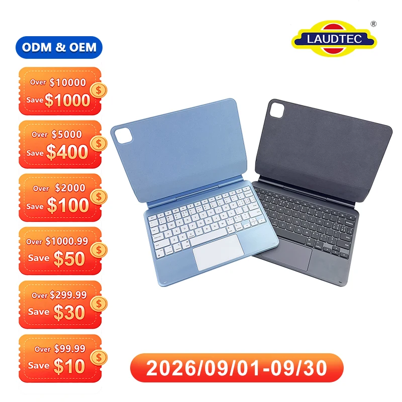 Funda con teclado inalámbrico magnético personalizado BT con touchpad para iPad Air de 11