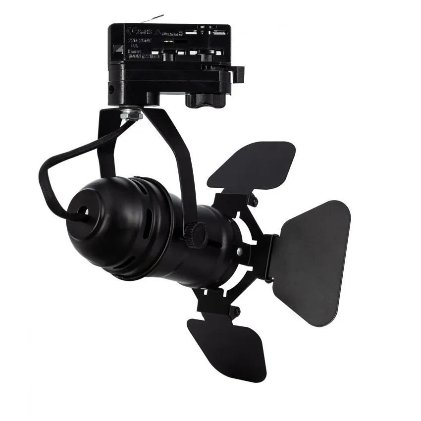 GU10 Surface Mounted Aluminum Light Fixture with Barn Door & 4 Leaf Wall Housing LED Track Light Holder for Mall Applications